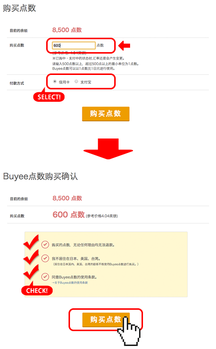 关于Buyee点数 2